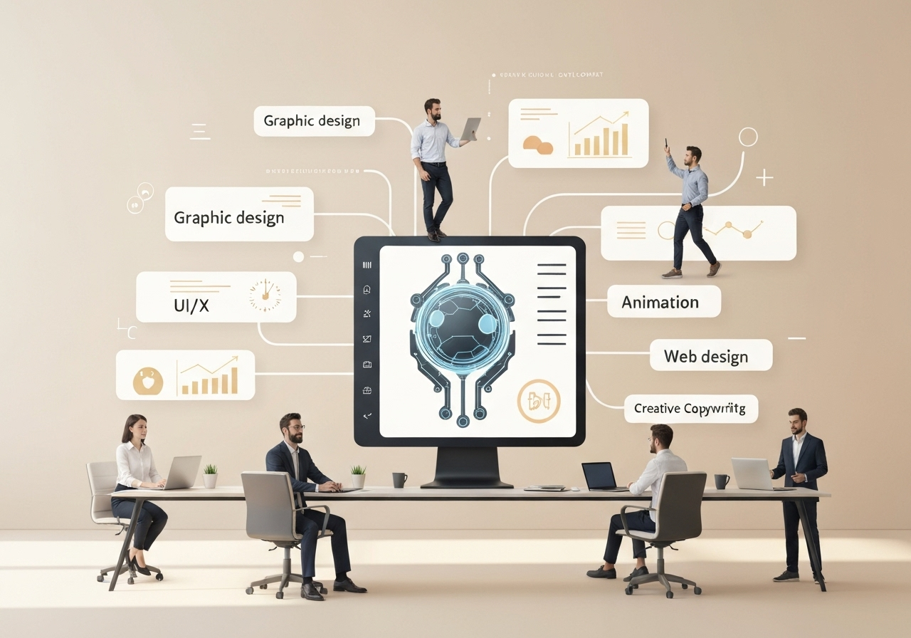 ИИ агент: Комплексное создание бренда и дизайна с командой специалистов