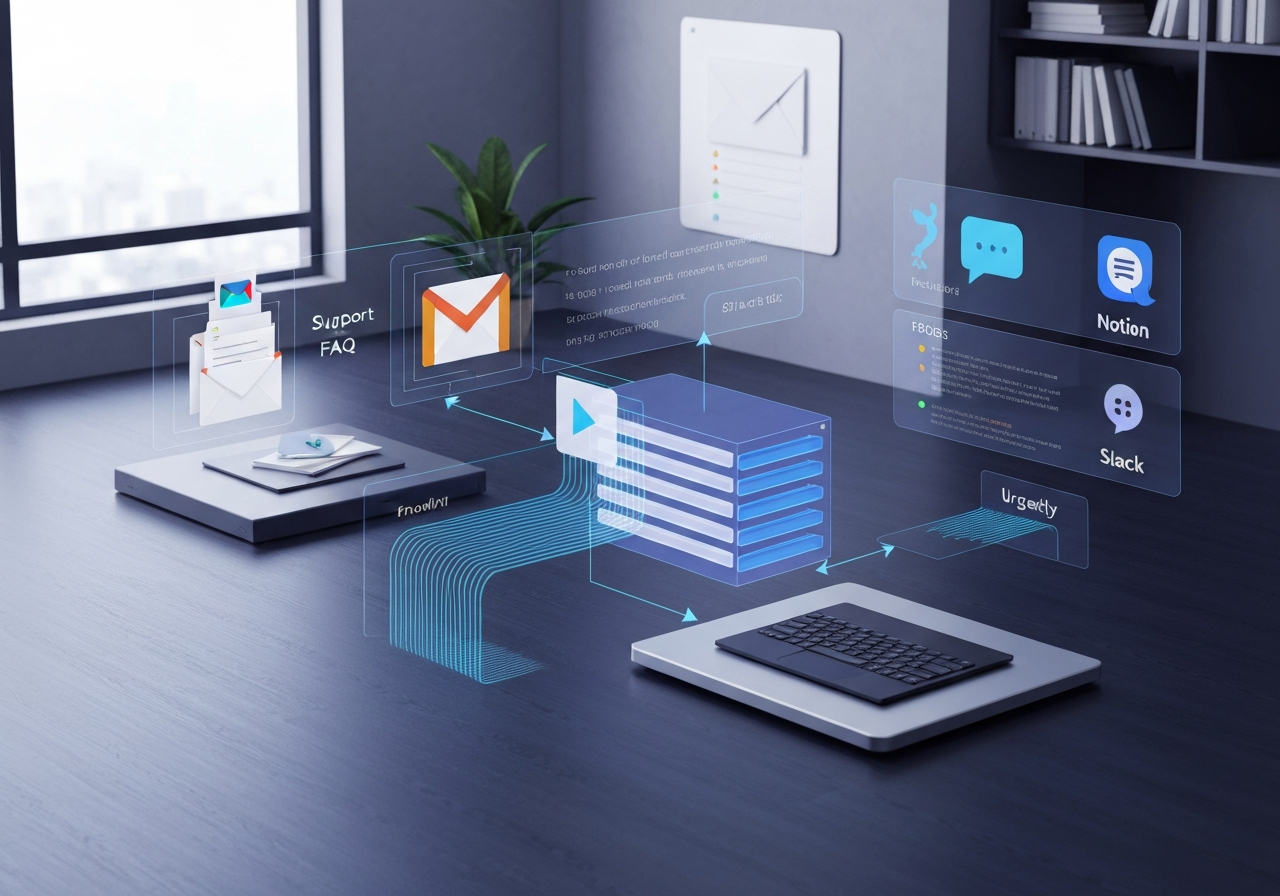 ИИ агент: Превращает письма поддержки в FAQ, оповещения и ответы