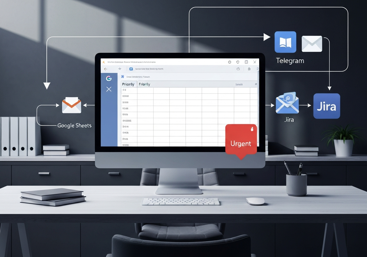 ИИ агент: Эскалация срочных задач из Google Sheets в Gmail, Telegram и Jira