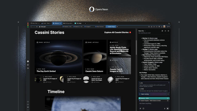 Новый браузер Opera Neon с ИИ доступен за $20 в месяц